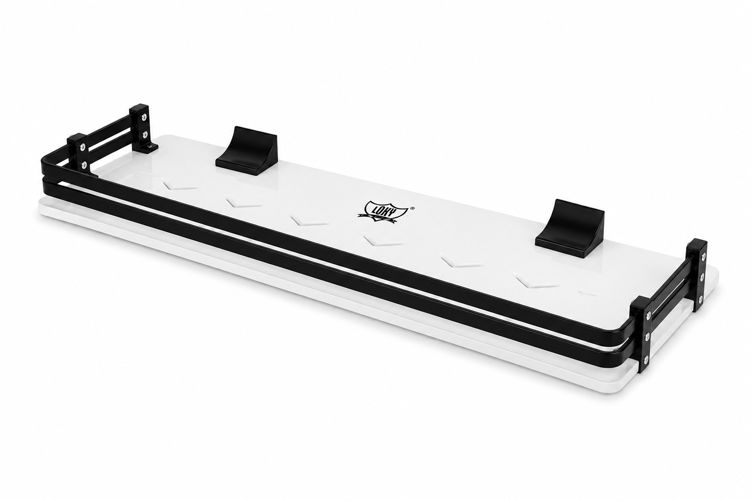 LOKY Spartan Acrylic Straight Shelf 18×5 Black | Premium Bathroom Organizer with Heavy Aluminium Fittings