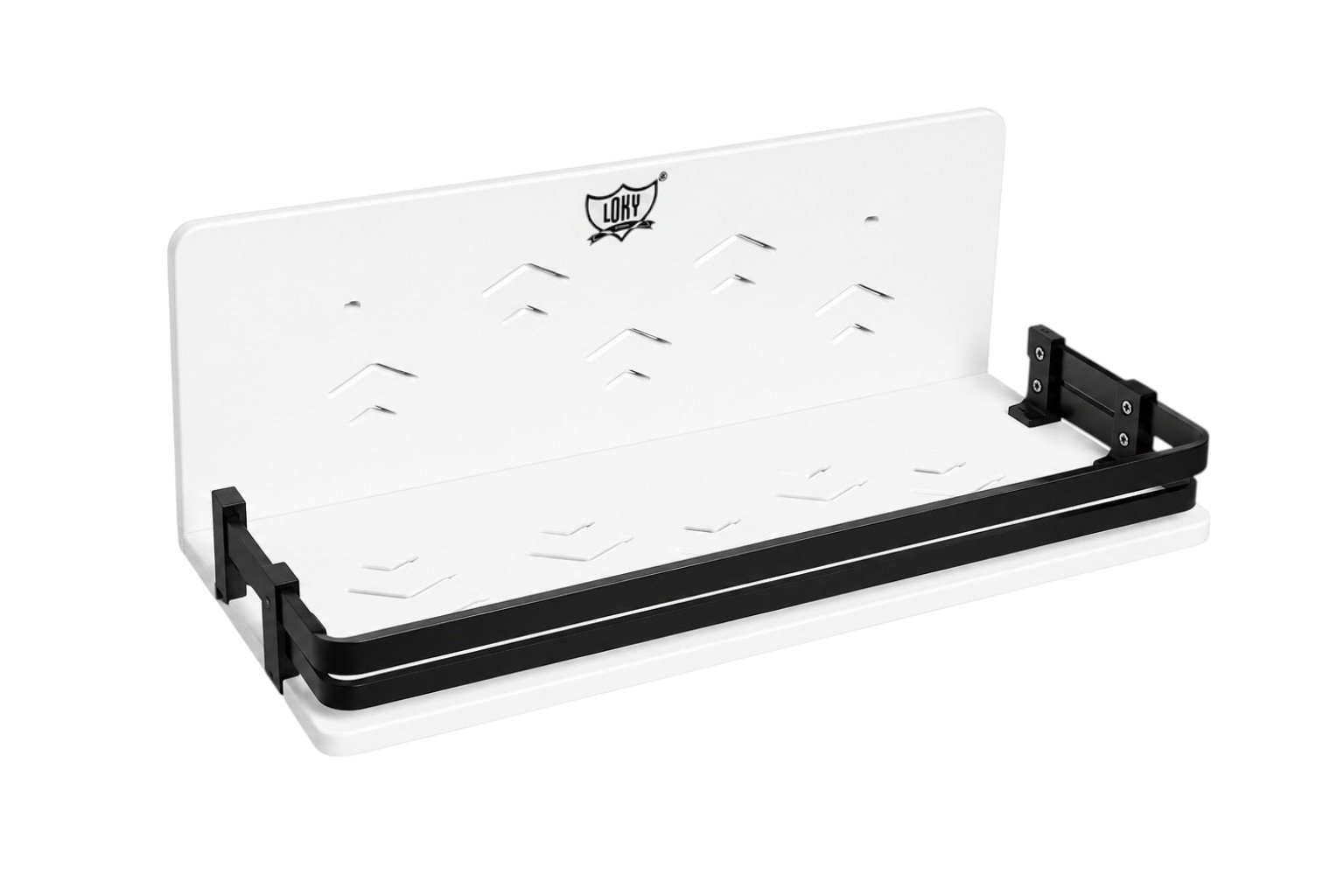 LOKY Spartan Acrylic Shampoo Rack 12×6 Black | Premium Bathroom Organizer with Heavy Aluminium Fittings