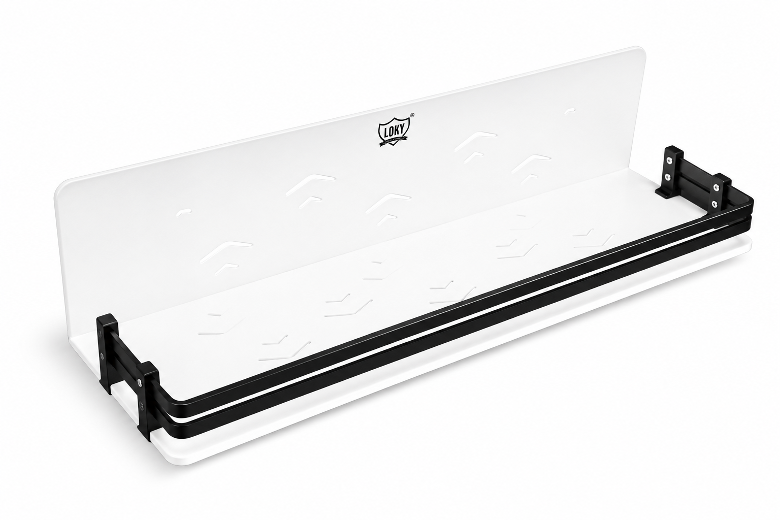 LOKY Spartan Acrylic Shampoo Rack 18×6 Black | Premium Bathroom Organizer with Heavy Aluminium Fittings