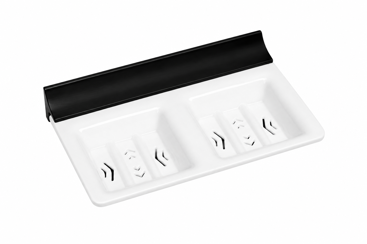 LOKY Spartan Acrylic Double Soap Dish Black | Premium Bathroom Organizer with Heavy Aluminium Fittings