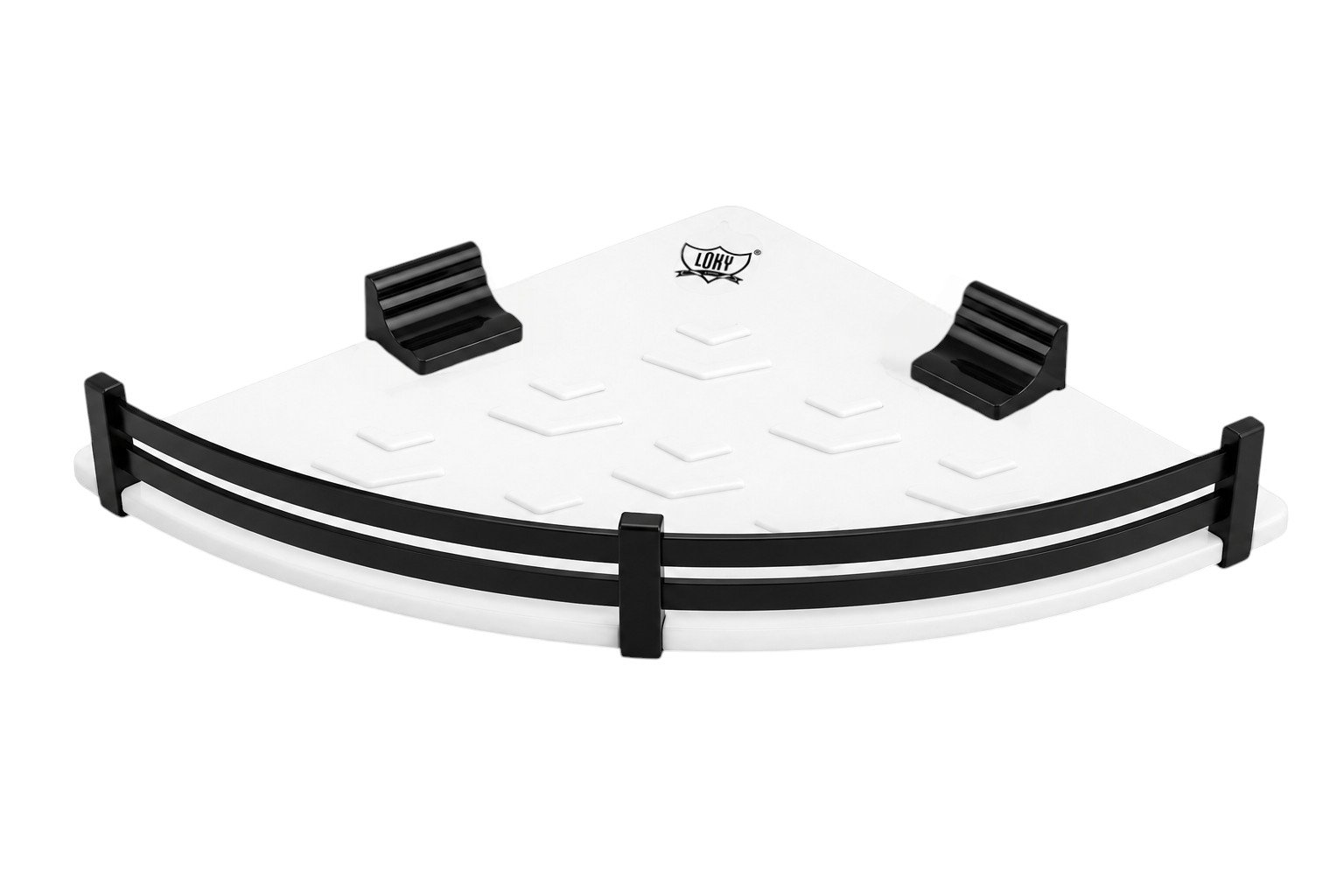LOKY Spartan Acrylic Corner Shelf 12×12 Black | Premium Bathroom Organizer with Heavy Aluminium Fittings