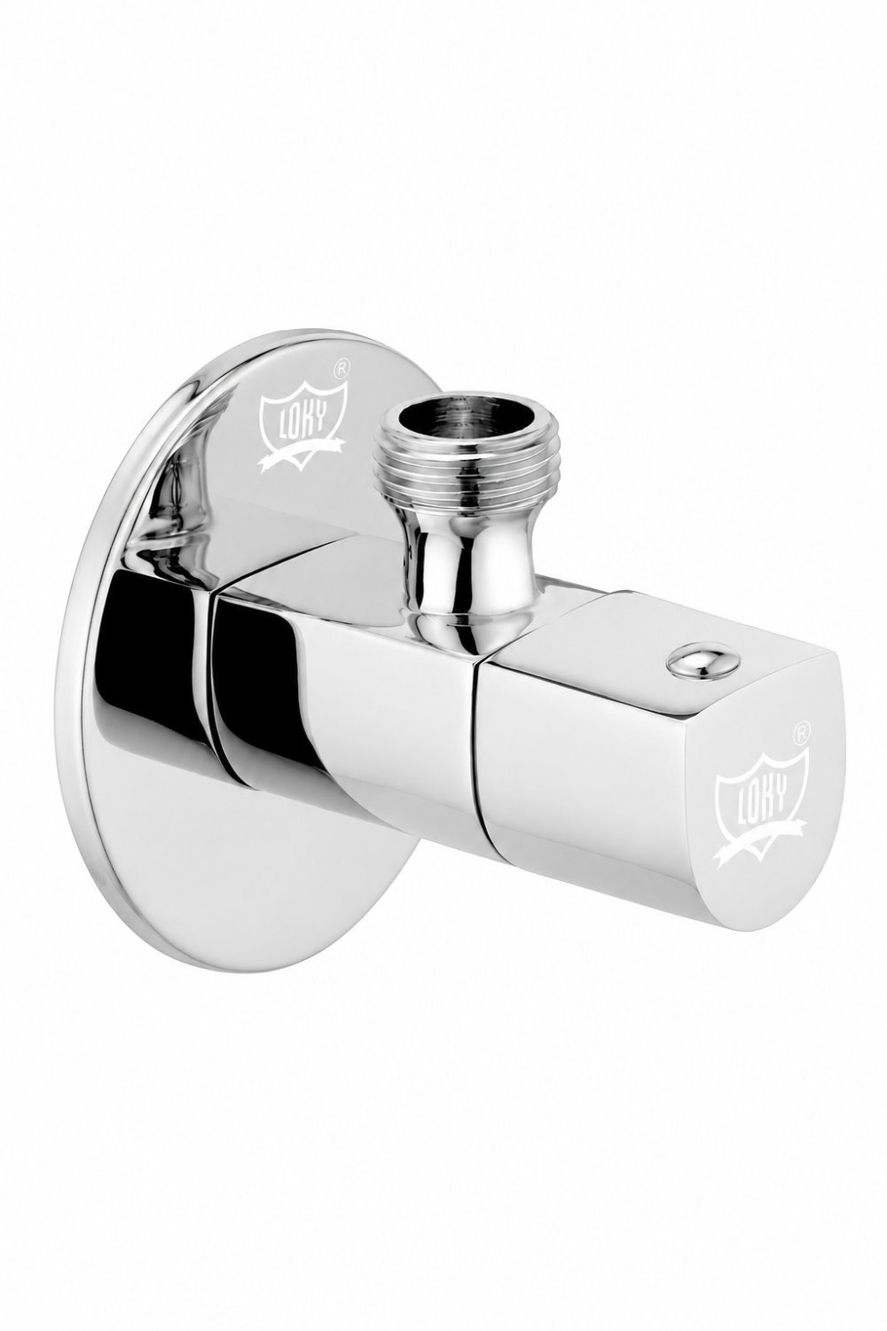 LOKY® ARC ANGLE COCK | 100% Brass Body | Brass Head | Brass Spindle | Rust-Proof | Quarter-Turn Operation | Mirror Chrome Finish