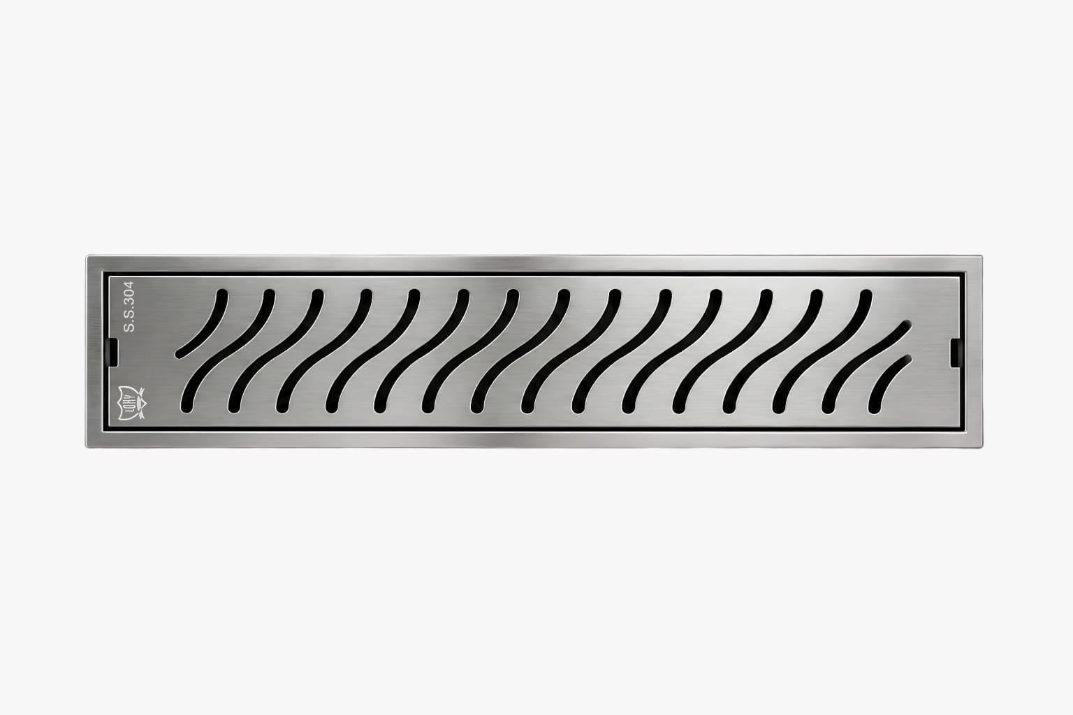 LOKY® Sense 18″ linear shower channel in Satin finish, studio view
