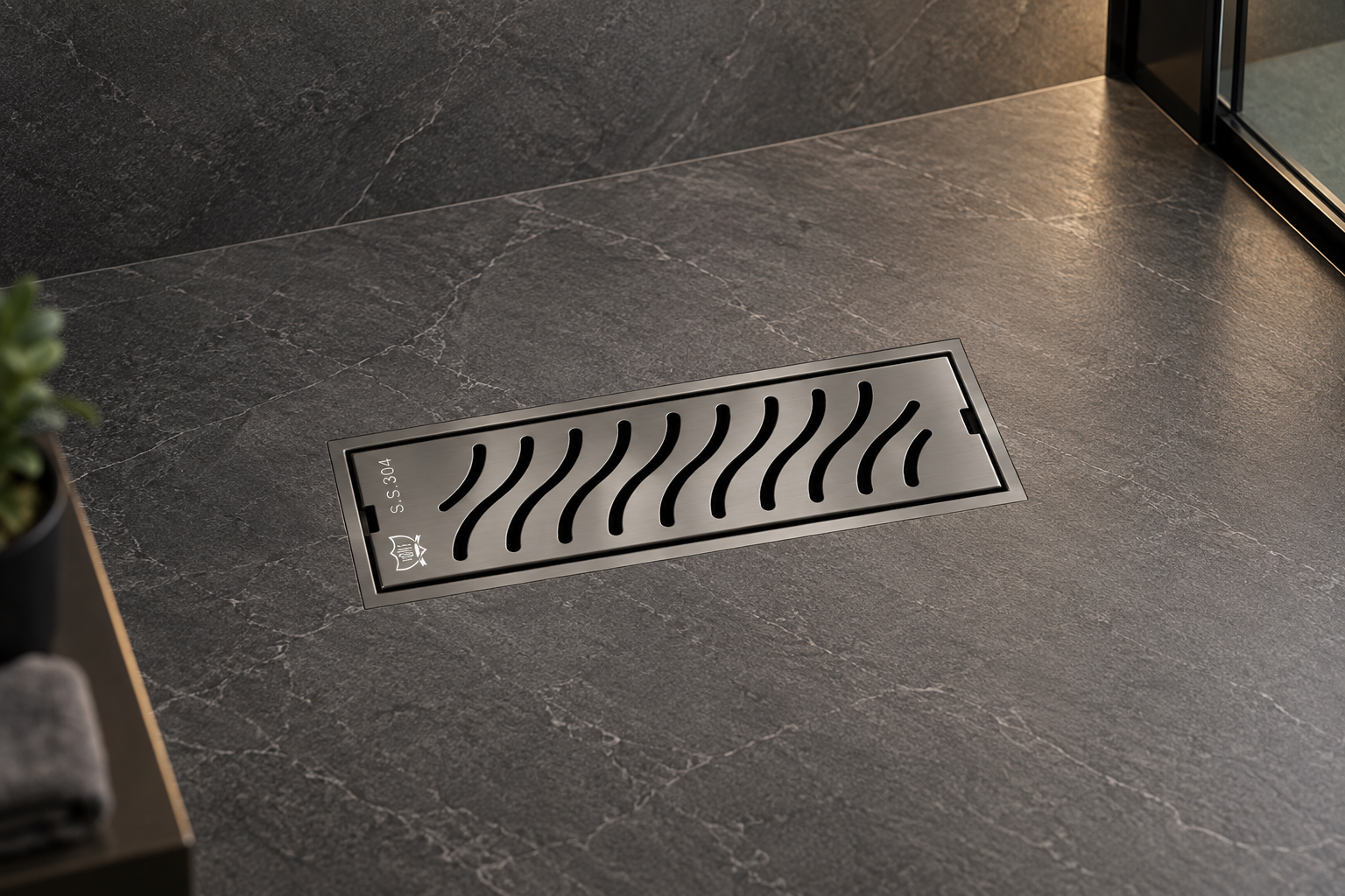 LOKY® Sense 12″ Linear Shower Channel | SS 304 | PVD Black