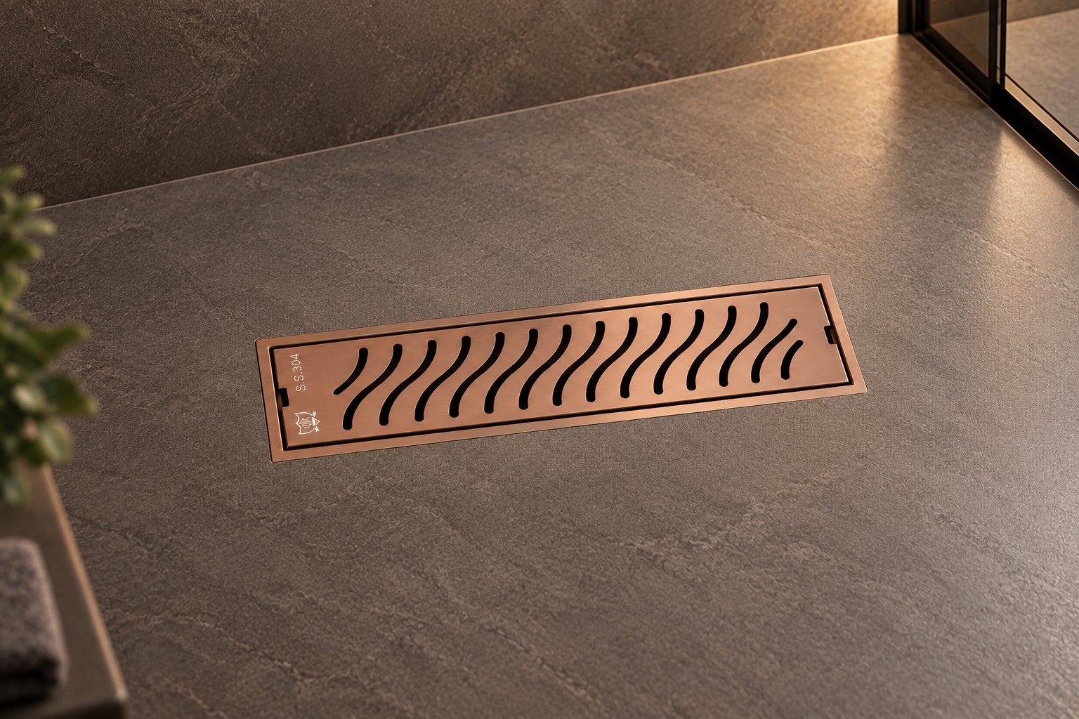 LOKY® Sense 12″ Linear Shower Channel | SS 304 | PVD Rose Gold